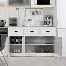 keukenkast dressoir met 3 lades en 3 deuren, verstelbare plank,(Wit)