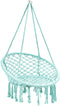 Hangstoel, katoenen touw macrame hangende schommelstoel voor woonkamer, tuin, balkon, scandinavische stijl, capaciteit van 150 kg (Groen)