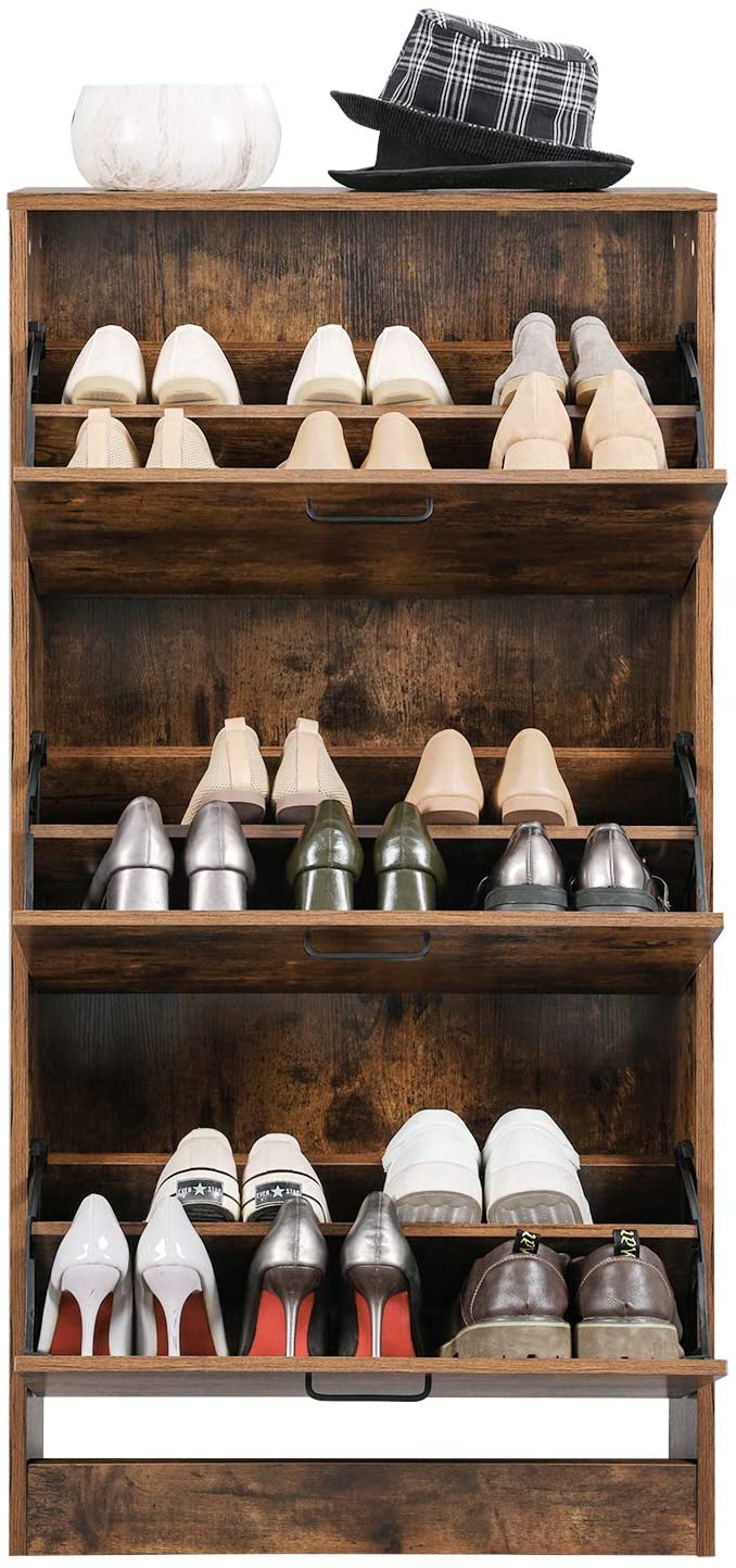Schoenenkast met 3 kleppen, schoenenrek met 3 niveaus, opbergkast 60 x 24 x 120 cm