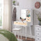 kaptafel met spiegel, kaptafel met 4 lades, 2 open vakken en make-up organizer, cosmetische tafel met kruk, kaptafel, slaapkamer, eenvoudig, natuurlijk wit RDT32K