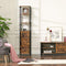 standplank, keukenplank met 3 rekken en kast, boekenplank, hoge zijkast, industriële vormgeving, woonkamer, slaapkamer, hal, 37 x 30 x 167 cm, vintage, donkerbruin LSC37BX