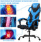 gamingstoel met wielen, racestoel met armleuning, verstelbare rugleuning, hoofdsteun en lendekussen, grote racestoelen met hoge rugleuning en verbrede verdikte zitting (Blauw)