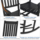 Buiten schommelstoel, Acaciahout frame, veranda schommelstoel voor tuin, gazon, balkon, achtertuin en patio (Zwart)