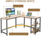 L-vormige bureau, kantoor/thuis bureau met twee opbergrek,  (Natuurlijk)