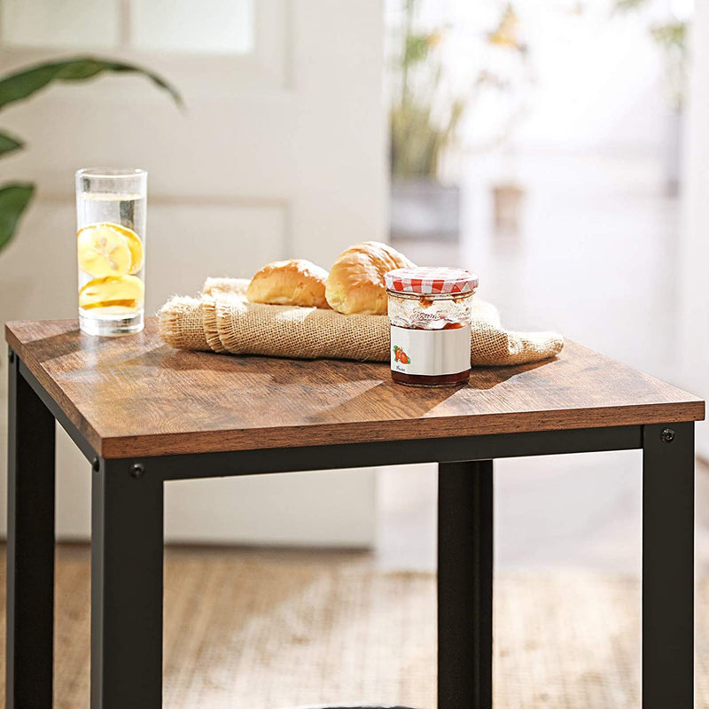 Bijzettafel , nachtkastje, salontafel met roosterrek, stabiel, met metalen frame, Donkerbruin
