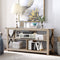 TV-tafel,120 cm  3 laags industriële tv-meubel met open planken, stevig X-stijl frame, handig kabelbeheer gaatje, boerenhuis tv-kast tv-plank tv-standaard,  120 x 40 x 60 cm (Grijs)