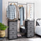 Stoffen ladekast dressoir met kleding stang schoenenrek, multifunctionele dressoir opbergtoren met 8 stoffen laden, metalen frame, opslag organisator voor kast hal slaapkamer woonkamer