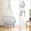 Hangstoel, katoenen touw macrame hangende schommelstoel voor woonkamer, tuin, balkon, scandinavische stijl, capaciteit van 150 kg (Grijs)