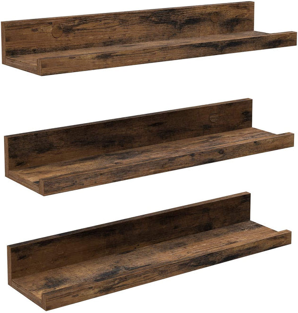 wandplanken, set van 3, zwevende planken, lengte 38 cm,, vintage bruin