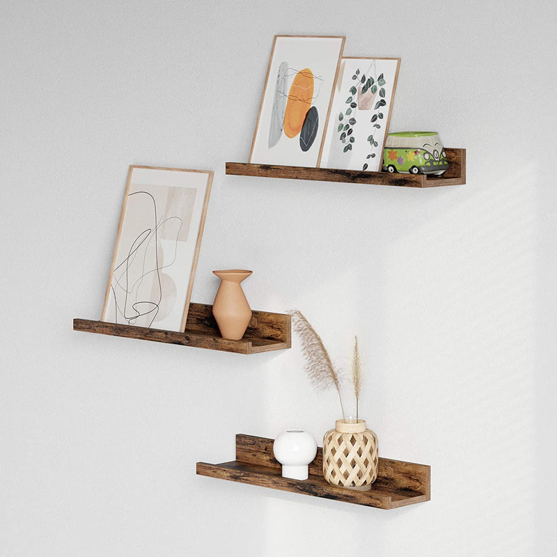 wandplanken, set van 3, zwevende planken, lengte 38 cm,, vintage bruin