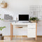 Modern computer bureau, computertafel computerbureau werkstation met opbergkast, lade, stevige structuur, schrijftafel, ideaal voor thuiskantoor, 112,5 x 50 x 75 cm (Wit)