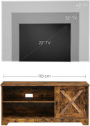 TV-meubel, TV-tafel, TV-plank, voor TV's tot 43 inch, rustieke landelijke stijl, 2 open compartimenten, vintage bruin LTV007X01