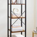 Boekenplank,  met 5 niveaus, industrieel ontwerp,  vintage bruin-zwart