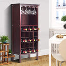 Wijnkast voor 20 flessen, wijn fles organisator opslag plank weergeven houten wijnrek met glas hanger en fles houder (Wijnrood)