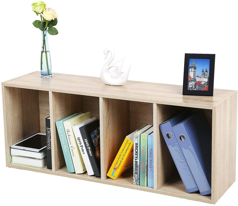 Boekenkast, staande boekenkast, met 4 vakken, in hoogte verstelbare planken,  40 x 24 x 121,5 cm, eiken kleur