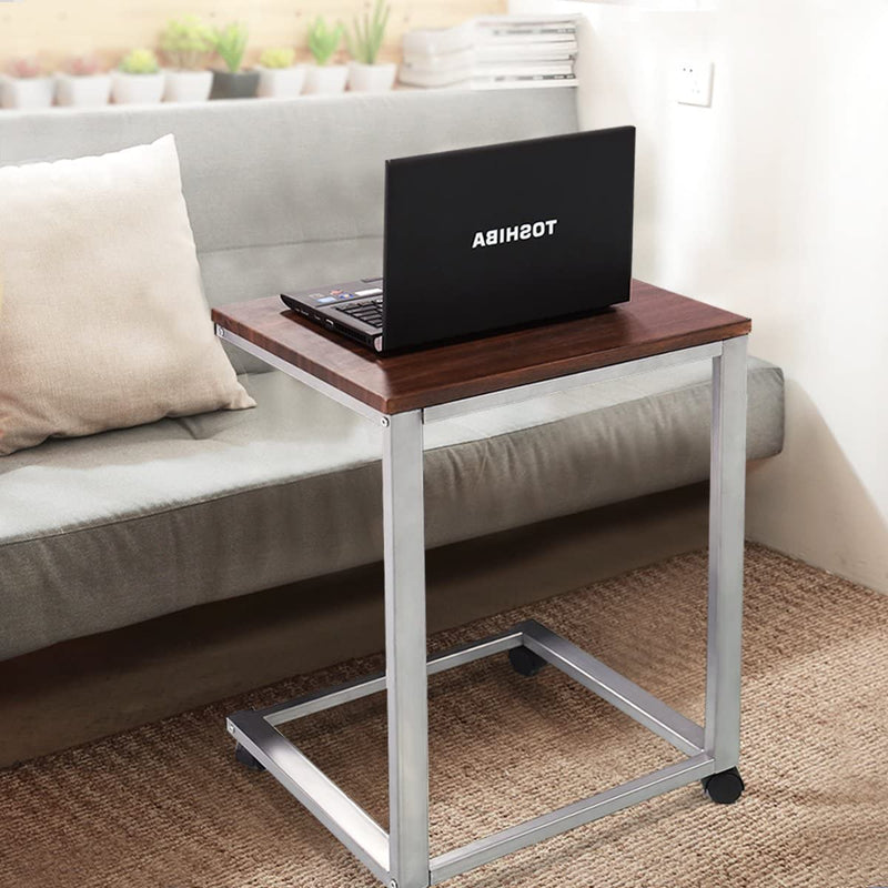 Laptoptafel met wielen, verrijdbare laptopkar, 50 x 40 x 65 cm (Zilver)
