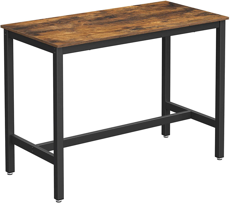 bartafel, stabiele bartafel, tafel voor cocktails, keukentafel, 120 x 60 x 90 cm, metaal, eenvoudige montage, industrieel ontwerp, vintage bruin-zwart LBT91X