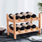 Houten Wijnrek, 2-lagen 8 flessen wijnfles houder, 100% grenen hout, golf ontwerp, glad oppervlak, stapelbare aanrecht wijn organisator voor keuken, cafe, bar, eetkamer (8-flessen)