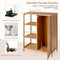 Bamboe Keukenkast opbergkast, met gebogen handvat, 3-laag open plank & grote opbergkast, (Natuurlijk)