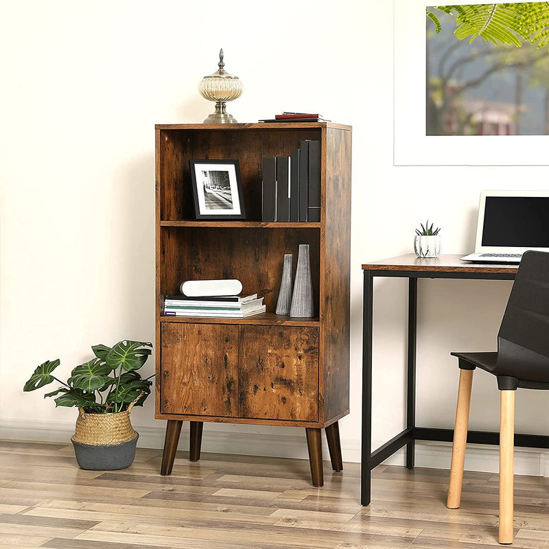 Retro boekenkast, Boekenkast met 2 plankenvoor boeken, foto's, decoratie, houtlook LBC09BX