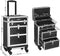 Cosmetic Case Trolley, professionele make-up case, kapperskoffer met 4 uitneembare universele wielen, make-up case, zwart JHZ08BK