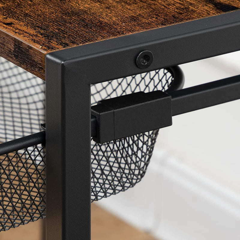 Printtafel, printerstandaard met roosterlade, rolbare printerwagen 2 niveaus, eenvoudig te monteren, geschikt voor kantoor, school, thuis EBF12PS01