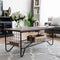salontafel, cocktailtafel met open opbergplank  metalen frame,, vintage