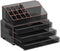 Make-up Organiser, 2-delige set Make-up Box, Cosmetische Organizer met 3 laden en 15 verschillende vakken, voor lippenstiften, borstels, zwart transparant en roségoud JKA002B01