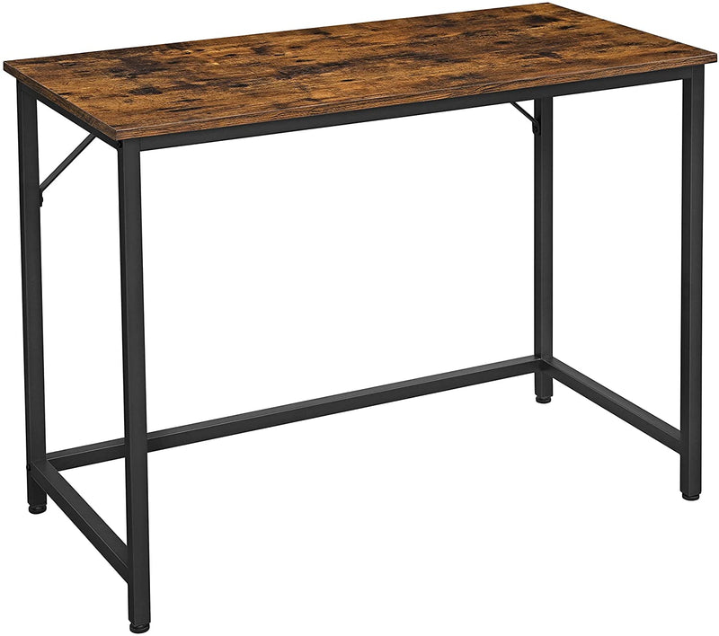 Bureau, computer bureau, smalle kantoortafel, 100 x 50 x 75 cm,  vintage bruin-zwart LWD41X