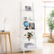 Ladder plank, 5 laags muur-Leunende boekenplank Ladder boekenkast, (Wit)