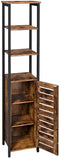 standplank, keukenplank met 3 rekken en kast, boekenplank, hoge zijkast, industriële vormgeving, woonkamer, slaapkamer, hal, 37 x 30 x 167 cm, vintage, donkerbruin LSC37BX