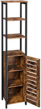 Hoge kast, smalle keukenplank met 3 planken en kast, boekenkast, hoge bijzetkast, industrieel design, woonkamer, slaapkamer, hal, 37 x 30 x 167 cm, vintage LSC37BX