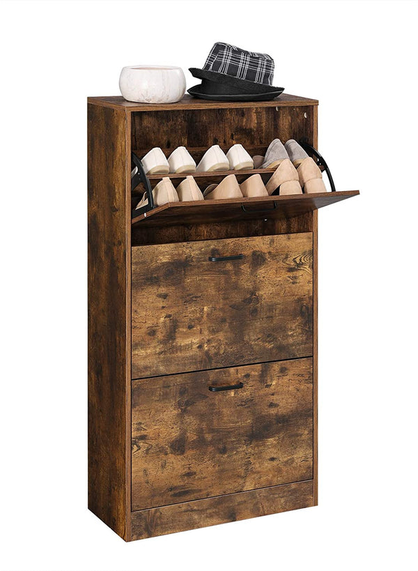 Schoenenkast met 3 kleppen, schoenenrek met 3 niveaus, opbergkast 60 x 24 x 120 cm