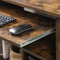 Computer bureau, Bureau met toetsenbord plank en open vakken, plank voor PC 80 x 45 x 74 cm, vintage bruin LCD852X01