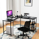 L-vormige bureau, kantoor/thuis bureau met twee opbergrek, (Zwart)