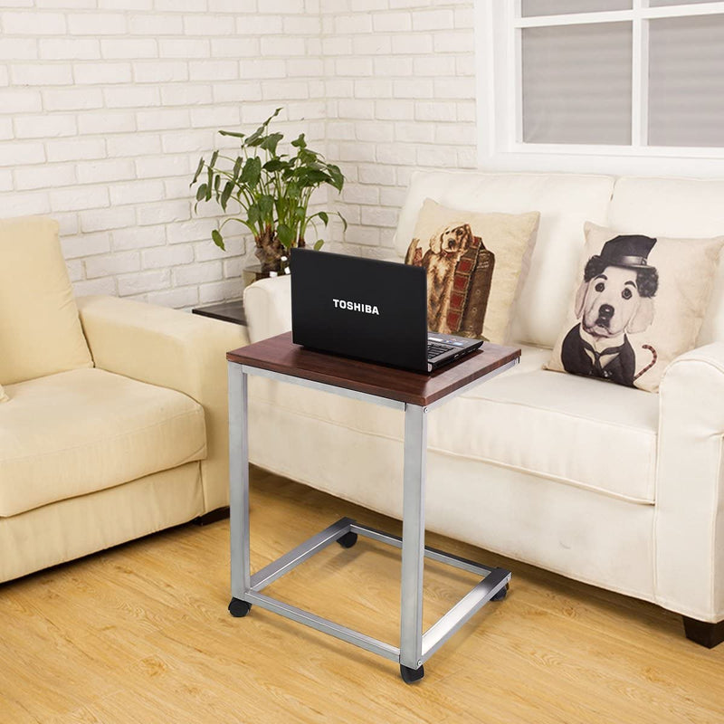 Laptoptafel met wielen, verrijdbare laptopkar, 50 x 40 x 65 cm (Zilver)