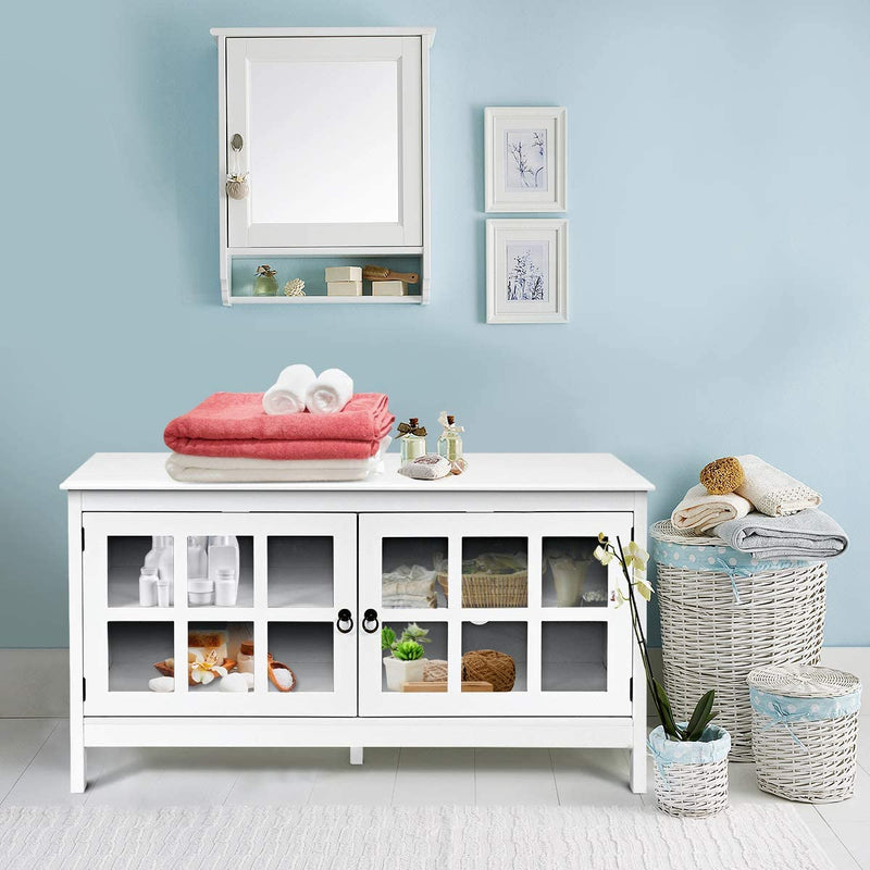 tv-meubel, tv-tafel tv-kast tv-plank tv-standaard,  114 x 48,5 x 61 cm (Wit)