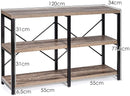 3-laagse consoletafel, 120cm console tafel met opbergplanken en X-vormig r (Bruin)