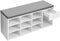 Schoenenbank, schoenenrek met lade en open vakken, zitbank, gevoerde zitting, hal, slaapkamer en entree, 104 x 30 x 48 cm, wit