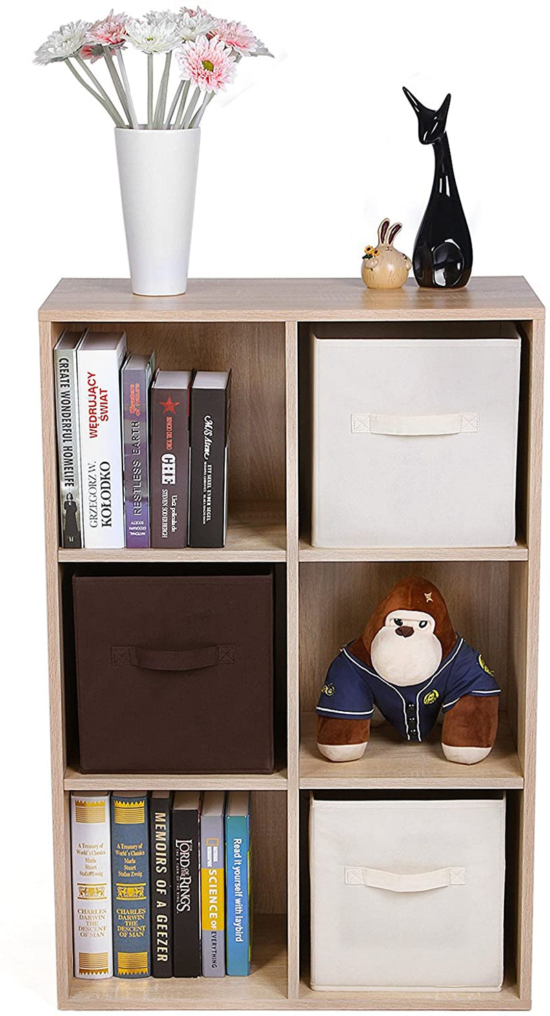 Boekenkast Met 6 Vakken, Houten Rek, Kubusrek, Opbergrek, 65,5 X 97,5 X 30