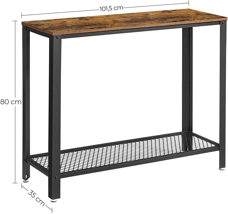 consoletafel van hout en metaal in industrieel design, stabiele bijzettafel, tafel voor in de hal, ingang, woonkamer, eenvoudig te monteren, vintage