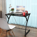 Computer bureau, computertafel schrijftafel met gehard glazen top, Z-vorm , computerbureau studiebureau met verstelbare poten, 80 x 50 x 70,5 cm