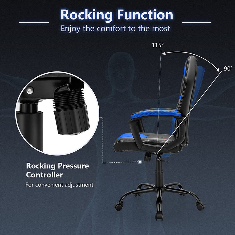 gaming stoel zithoogte van 48 cm tot 57,5 Blauw