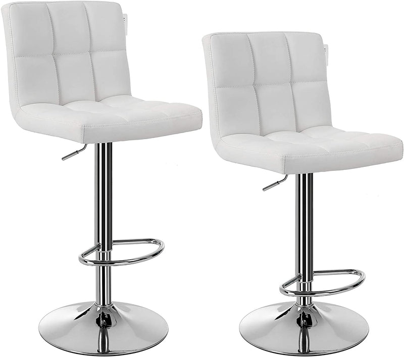 2-delige set barkruk met rugleuning en robuust, wit, 38 x 44,5 x 115 cm, PU