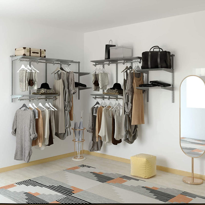 kledingrek ,slimme configuraties klerenrailsysteem , muur gemonteerde opbergsysteem, garderobesysteem met draad rekken en kleding stangen, 91,5 cm tot 182 cm, voor slaapkamer (183 x 92 x 39 cm)