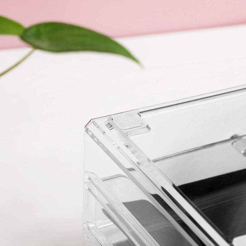 Make-up organizer, cosmetica organizer met 3 lades en 15 vakkenroségoud JKA002T01