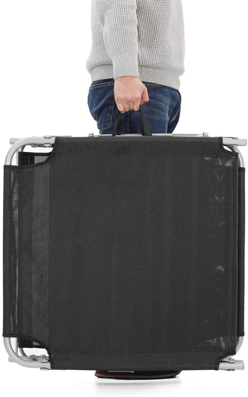 ligstoel, ligstoel, tuinstoel, extra groot, 71 x 200 x 38 cm, belastbaar tot 150 kg, met hoofdsteun en luifel, verstelbare rugleuning, opklapbaar, tuin, zwart GCB22BK