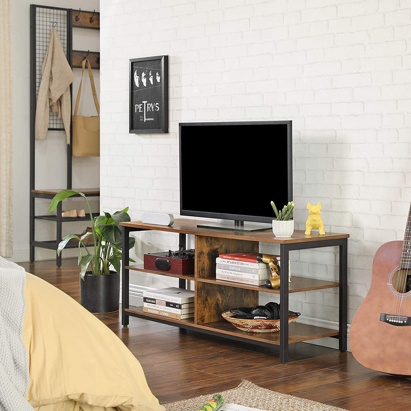 TV-kast, TV-tafel, TV-plank, lowboard met 4 planken, open vakken,, 110 x 40 x 50 cm,  donkerbruin LTV37BX