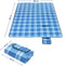 Picknickkleed, 200 x 200 cm, XXL, fleece, wmouwgeïsoleerd, waterdicht met draaggreep, vierkant blauw gestreept