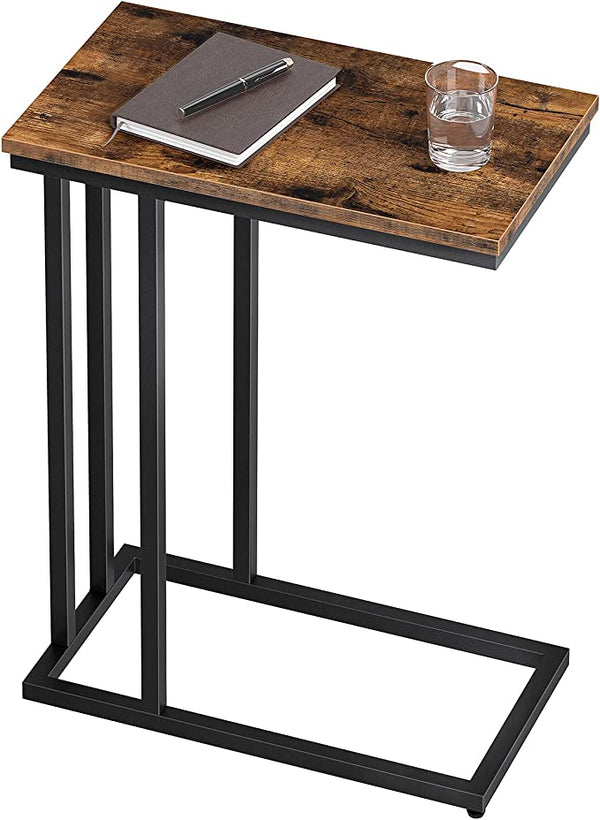 Bijzettafel, salontafel, kleine koffietafel, met verstelbare voeten, nachtkastje donkerbruin EBF02SF01